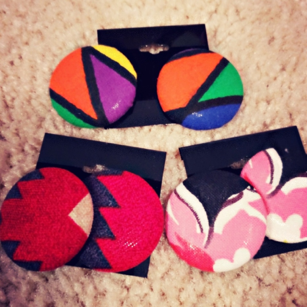 Fabric multi color earrings